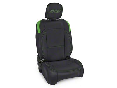 PRP Neoprene Front Seat Covers with MOLLE Back; Black and Green (20-24 Jeep Gladiator JT)