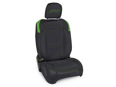 PRP Neoprene Front Seat Covers with Pocket Back; Black and Green (20-24 Jeep Gladiator JT)