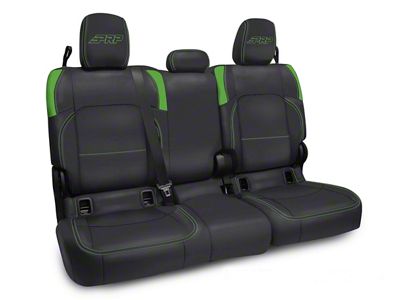 PRP Rear Bench Seat Cover; Black and Green Vinyl (20-24 Jeep Gladiator JT w/ Cloth Seats)