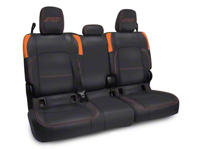 PRP Rear Bench Seat Cover; Black and Orange Vinyl (20-24 Jeep Gladiator JT w/ Cloth Seats)
