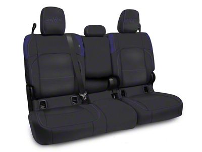 PRP Rear Bench Seat Cover; Black and Purple Vinyl (20-24 Jeep Gladiator JT w/ Leather Seats)