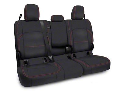 PRP Rear Bench Seat Cover; Black with Red Stitching (20-24 Jeep Gladiator JT w/ Leather Interior)