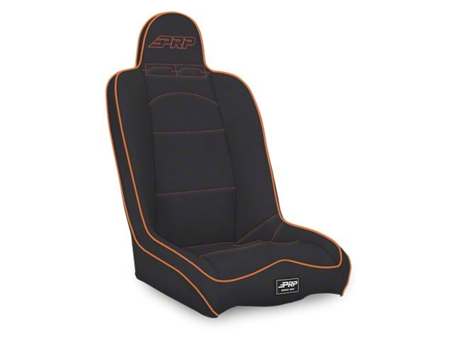 PRP Daily Driver High Back Suspension Seat; Black and Orange Vinyl (Universal; Some Adaptation May Be Required)