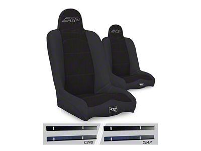 PRP Daily Driver High Back Suspension Seat and Mount Kit; Black (03-06 Jeep Wrangler TJ)