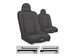 PRP Daily Driver High Back Suspension Seat and Mount Kit; Gray (76-95 Jeep CJ7 & Wrangler YJ)