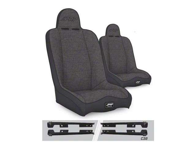 PRP Daily Driver High Back Suspension Seat and Mount Kit; Gray (07-18 Jeep Wrangler JK)