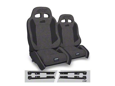 PRP Enduro Elite Crawl Edition Reclining Suspension Seats and Mounts; Gray/Black (07-18 Jeep Wrangler JK)