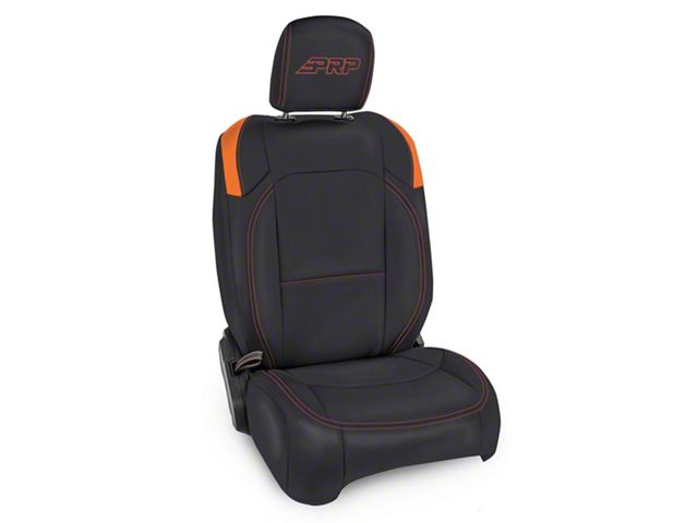PRP Neoprene Front Seat Covers; Black and Orange (18-24 Jeep Wrangler JL 2-Door, Excluding Rubicon)