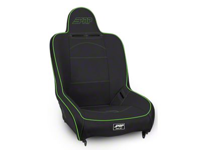 PRP Premier High Back Suspension Seat and Mount Kit; Black and Green Vinyl (Universal; Some Adaptation May Be Required)