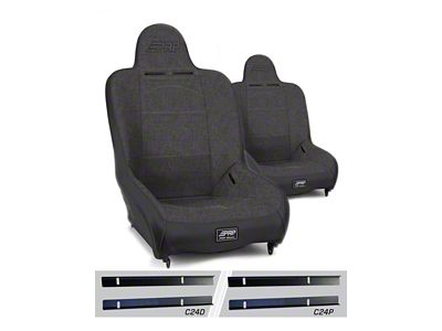 PRP Premier High Back Suspension Seat and Mount Kit; Gray Tweed and Vinyl (03-06 Jeep Wrangler TJ)