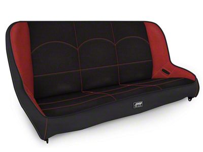 PRP Rear Bench Seat; Black and Red (97-06 Jeep Wrangler TJ)