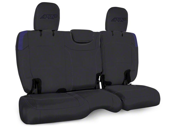 PRP Rear Bench Seat Cover; Black and Purple Vinyl (18-24 Jeep Wrangler JL 4-Door w/ Cloth Seats)