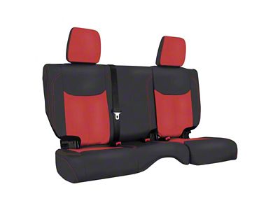 PRP Rear Seat Cover; Black and Red (13-18 Jeep Wrangler JK 4-Door)