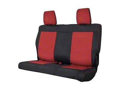 PRP Rear Seat Cover; Black and Red (2007 Jeep Wrangler JK 4-Door)