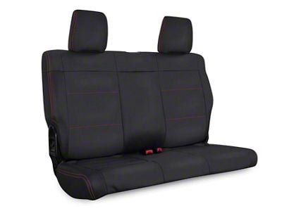 PRP Rear Seat Cover; Black with Red Stitching (2007 Jeep Wrangler JK 4-Door)