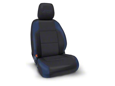 PRP Front Seat Covers; Black and Navy Blue (16-23 Tacoma w/o Electric Seat Adjusters)