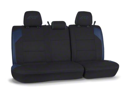 PRP Rear Bench Seat Cover; Black and Navy Blue Vinyl (16-23 Tacoma Double Cab)