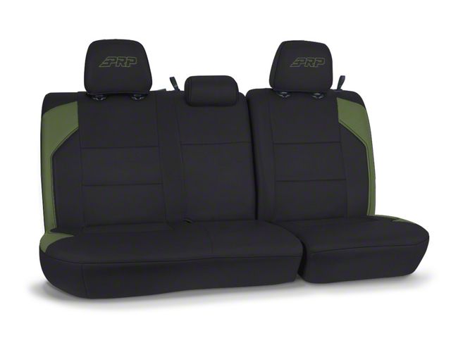 PRP Rear Bench Seat Cover; Black and Olive Green Vinyl (16-23 Tacoma Double Cab)