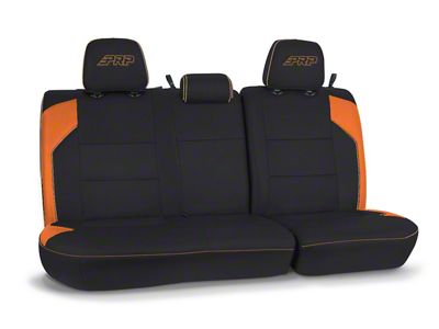 PRP Rear Bench Seat Cover; Black and Orange Vinyl (16-23 Tacoma Double Cab)