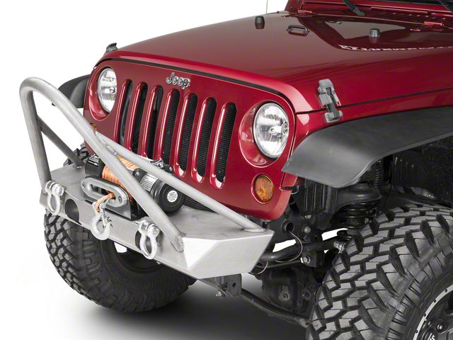 Poison Spyder Brawler Lite Front Bumper with Trail Stinger; Bare Steel (07-18 Jeep Wrangler JK)