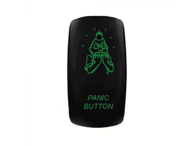 Quake LED Panic Button Rocker Switch ; Green (Universal; Some Adaptation May Be Required)