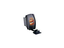 Quake LED Illuminated USB Rocker Switch; Amber (Universal; Some Adaptation May Be Required)