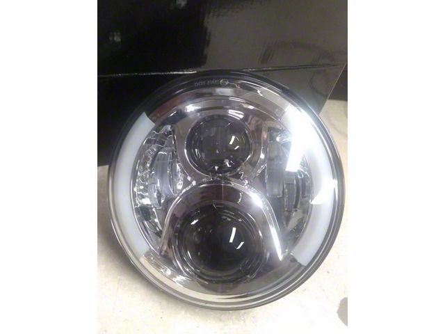 Quake LED Tempest 7-Inch Headlights with White DRL and Amber Turn Signal; Chrome Housing; Clear Lens (76-86 Jeep CJ5 & CJ7; 97-18 Jeep Wrangler TJ & JK)