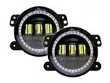 Quake LED Tempest 4-Inch Fog Lights with White DRL Halo and Amber Turn Signal (76-86 Jeep CJ5 & CJ7; 97-18 Jeep Wrangler TJ & JK)