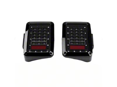 Quake LED Tempest Blackout LED Tail Lights; Black Housing; Clear Lens (07-18 Jeep Wrangler JK)