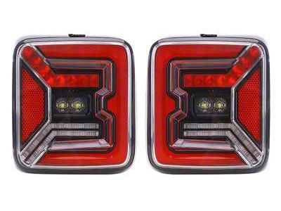 Quake LED Tempest Tech LED Tail Lights; Black Housing; Red Lens (18-24 Jeep Wrangler JL)