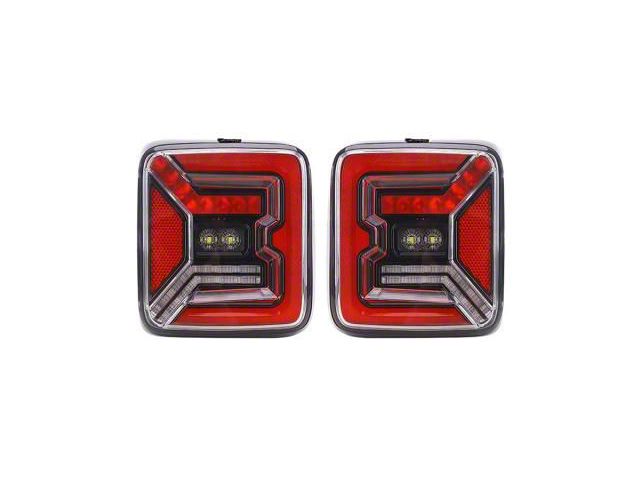 Quake LED Tempest Tech LED Tail Lights; Black Housing; Red Lens (18-24 Jeep Wrangler JL)