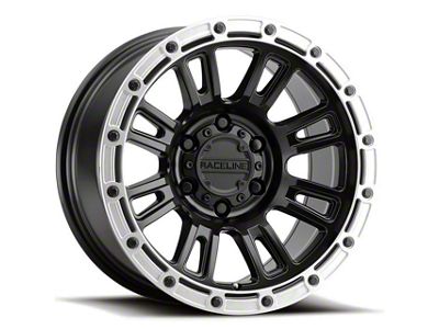 Raceline Compass Satin Black with Silver Ring 6-Lug Wheel; 18x9; 18mm Offset (04-15 Titan)