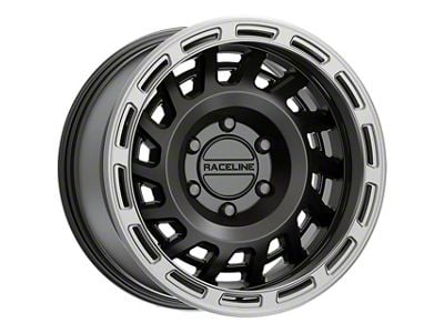 Raceline Halo Satin Black with Silver Ring 6-Lug Wheel; 18x9; -12mm Offset (04-15 Titan)