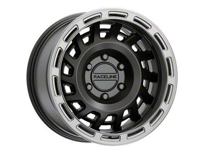 Raceline Halo Satin Black with Silver Ring 6-Lug Wheel; 18x9; 18mm Offset (04-15 Titan)