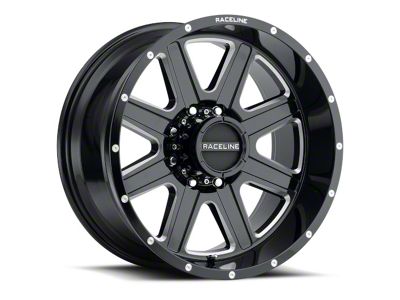 Raceline Hostage Gloss Black Milled 6-Lug Wheel; 18x9; 12mm Offset (04-15 Titan)