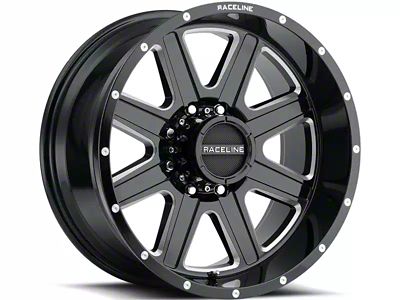 Raceline Hostage Gloss Black Milled 6-Lug Wheel; 20x9; 0mm Offset (04-15 Titan)