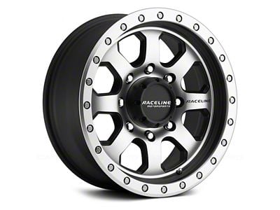 Raceline Avenger Black and Machined 6-Lug Wheel; 17x9; -12mm Offset (05-15 Tacoma)