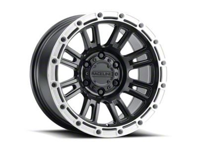 Raceline Compass Satin Black with Silver Ring 6-Lug Wheel; 18x9; -12mm Offset (05-15 Tacoma)