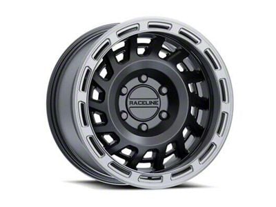 Raceline Halo Satin Black with Silver Ring 6-Lug Wheel; 17x9; -12mm Offset (05-15 Tacoma)