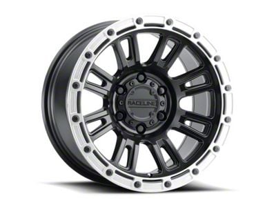 Raceline Compass Satin Black with Silver Ring 6-Lug Wheel; 17x8.5; 0mm Offset (10-24 4Runner)