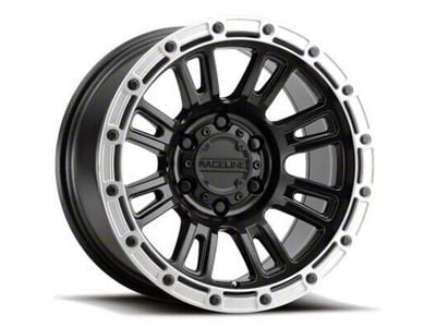 Raceline Compass Satin Black with Silver Ring 6-Lug Wheel; 17x9; -12mm Offset (10-24 4Runner)