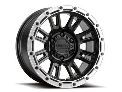 Raceline Compass Satin Black with Silver Ring 6-Lug Wheel; 17x9; -12mm Offset (2024 Tacoma)