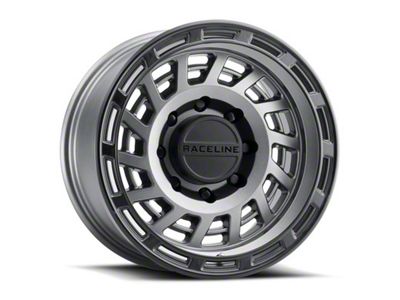 Raceline Halo Gunmetal with Black Ring 6-Lug Wheel; 18x9; -12mm Offset (2024 Tacoma)