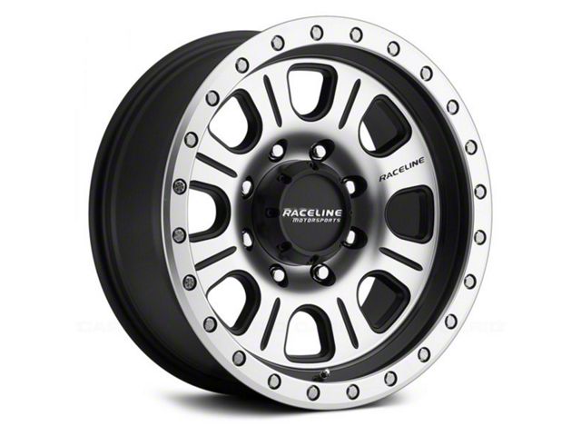 Raceline Monster Matte Black Machined 6-Lug Wheel; 17x9; -12mm Offset (2024 Tacoma)