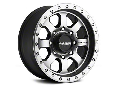 Raceline Avenger Black and Machined 6-Lug Wheel; 17x9; -12mm Offset (21-24 Bronco, Excluding Raptor)