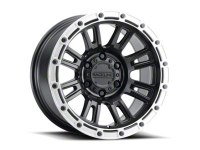 Raceline Compass Satin Black with Silver Ring 6-Lug Wheel; 17x8.5; 0mm Offset (21-24 Bronco, Excluding Raptor)