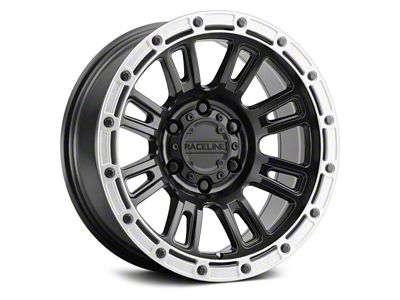 Raceline Compass Satin Black with Silver Ring 6-Lug Wheel; 17x8.5; 0mm Offset (22-24 Bronco Raptor)