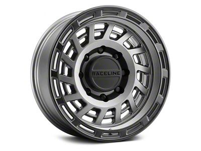 Raceline Halo Gunmetal with Black Ring 6-Lug Wheel; 17x8.5; 0mm Offset (22-24 Bronco Raptor)