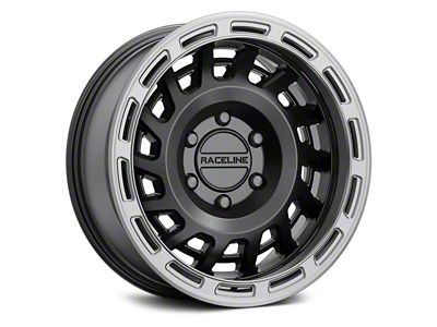 Raceline Halo Satin Black with Silver Ring 6-Lug Wheel; 17x9; -12mm Offset (22-24 Bronco Raptor)