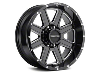 Raceline Hostage Gloss Black Milled 6-Lug Wheel; 18x9; 12mm Offset (22-24 Bronco Raptor)